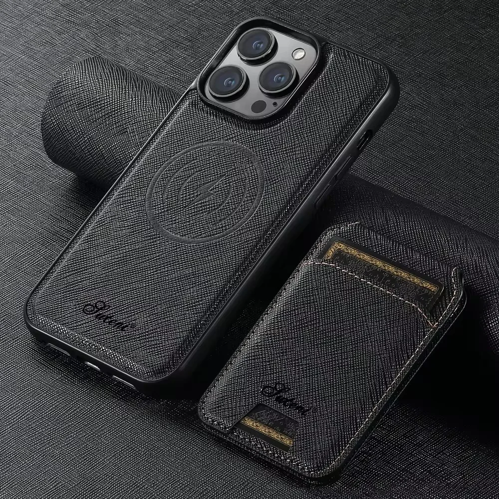 

For iPhone 16 Pro Max 15 14 Plus 13 12 Wireless Charging For MagSafe Magnetic Phone Case 2-in-1 Card Holder PU Leather Cover