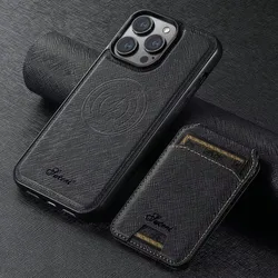 For iPhone 16 Pro Max 15 14 Plus 13 12 Wireless Charging For MagSafe Magnetic Phone Case 2-in-1 Card Holder PU Leather Cover