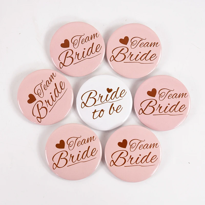 6pcs Team Bride To Be Badges Bachelorette Hen Night Party Brooch Bridesmaid Gifts For Wedding Bridal Shower Party Decor Supplies