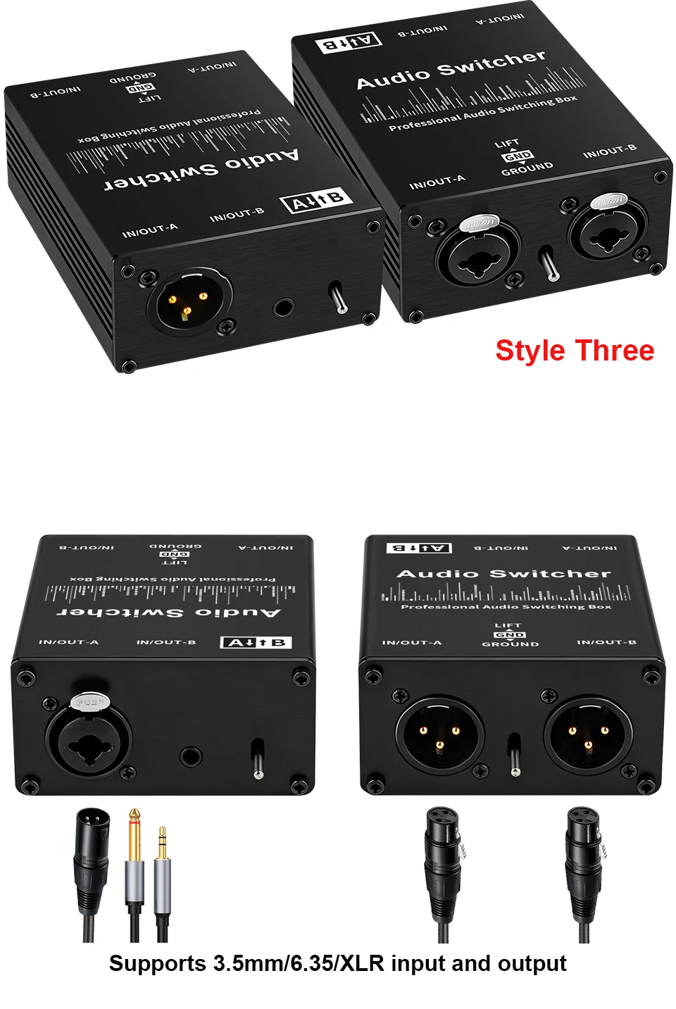 Neuer manueller Selektor für Mikrofon-Soundkarten-Mixer XLR-Symmetrischer Audio-Umschalter 2-Eingänge-1-Ausgang oder 1-Eingang-2-Ausgänge passiv – Detail 3