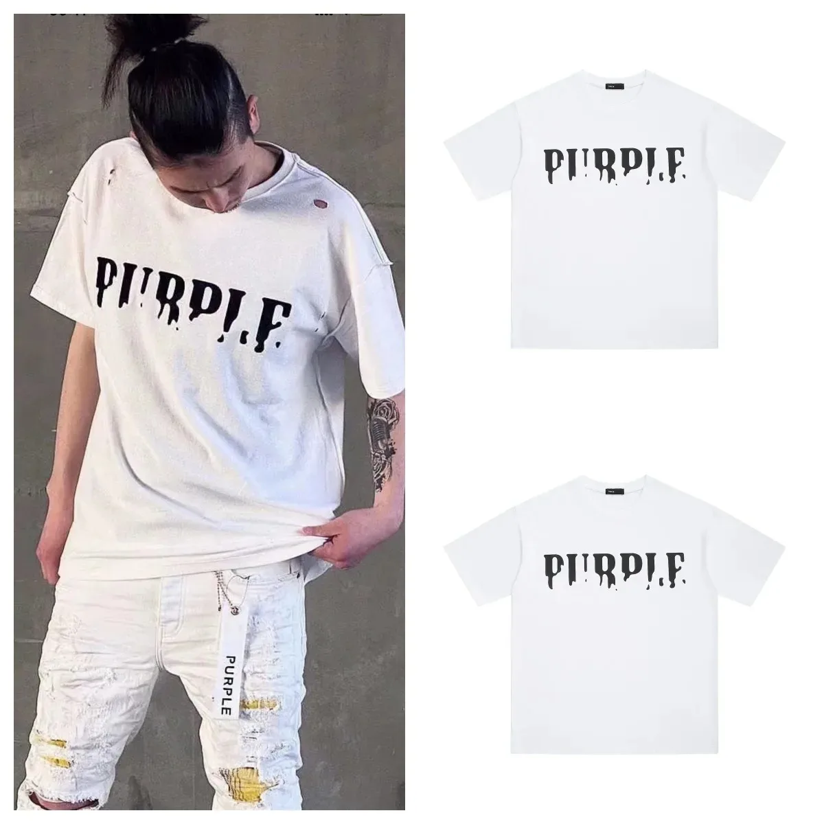 2024 New Summer New Product Niche Beauty Trend Purple Brand Personalized Design Letter Print Loose Short Sleeved T-shirt