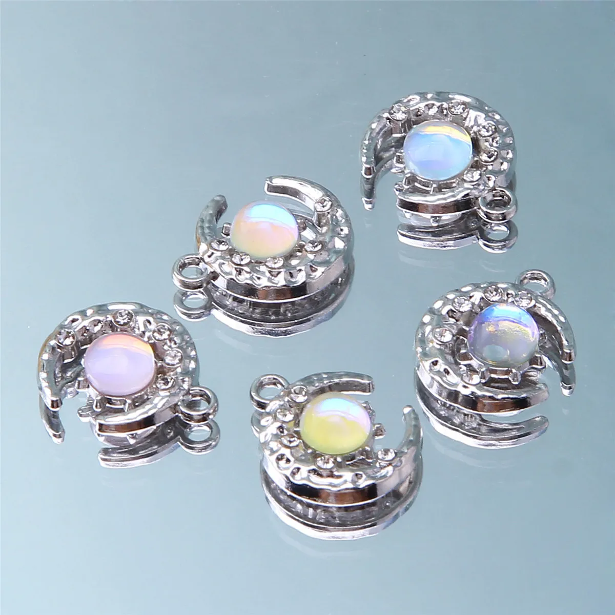 10pcs Y2K Style Colorful Moon Star Theme Pendants for DIY Fairy Style Necklace Earrings Pendant Jewelry Accessories