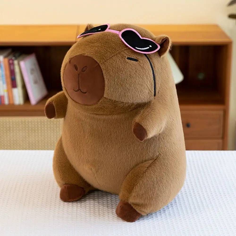 Nette Tragen Gläser Capybara Plüsch Puppe Cartoon Simulation Capybara Plüsch Spielzeug Weichen, Flauschigen Capybara Flauschige Puppe Weihnachten Spielzeug