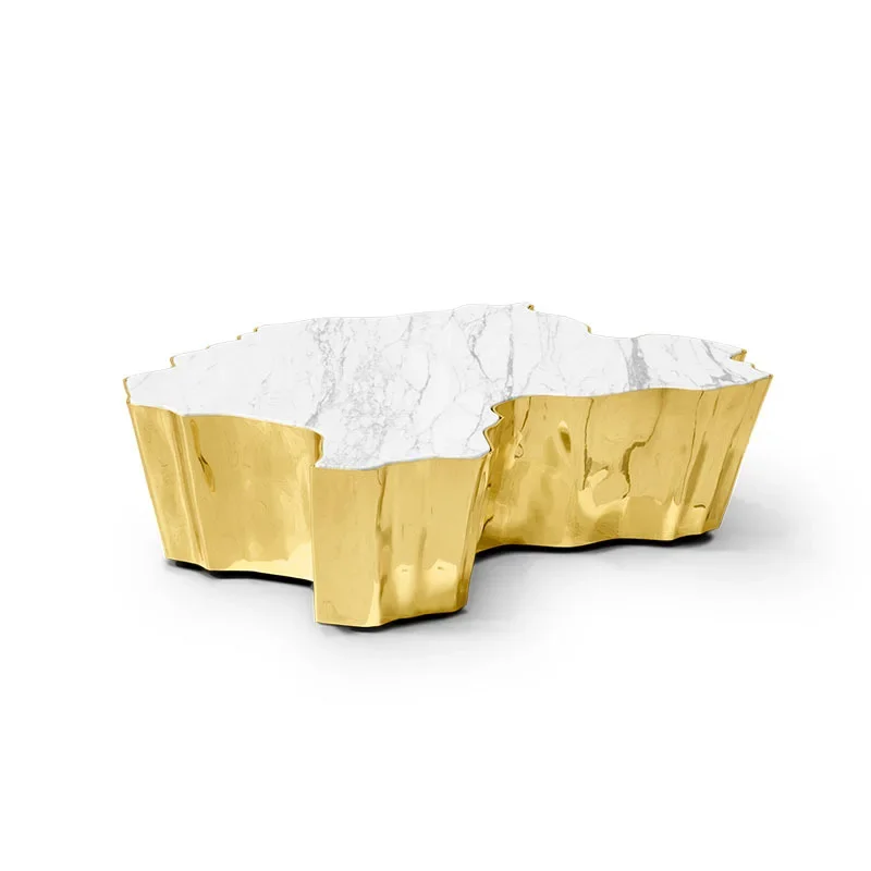 

Italian light luxury special-shaped coffee table stainless steel home villa living room high-end irregular