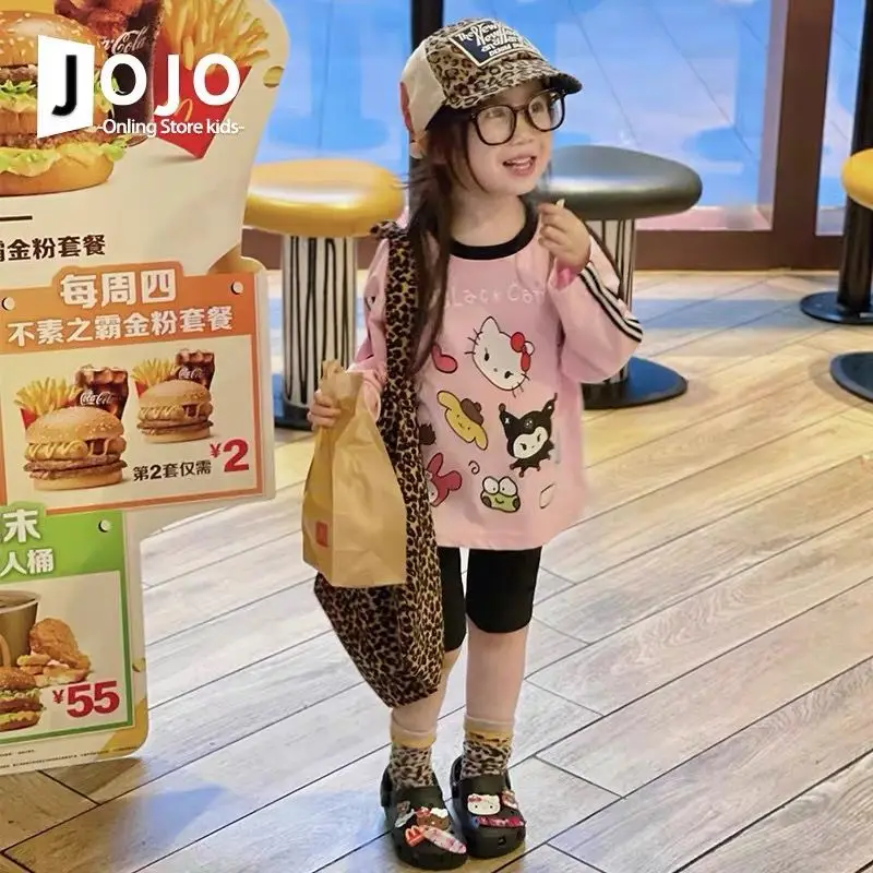 

Children PomPomPurin Hello Kitty Anime Kawaii MINISO Long Sleeve T-shirt Cute My Melody Autumn Undercoat Hooded Clothing Toys