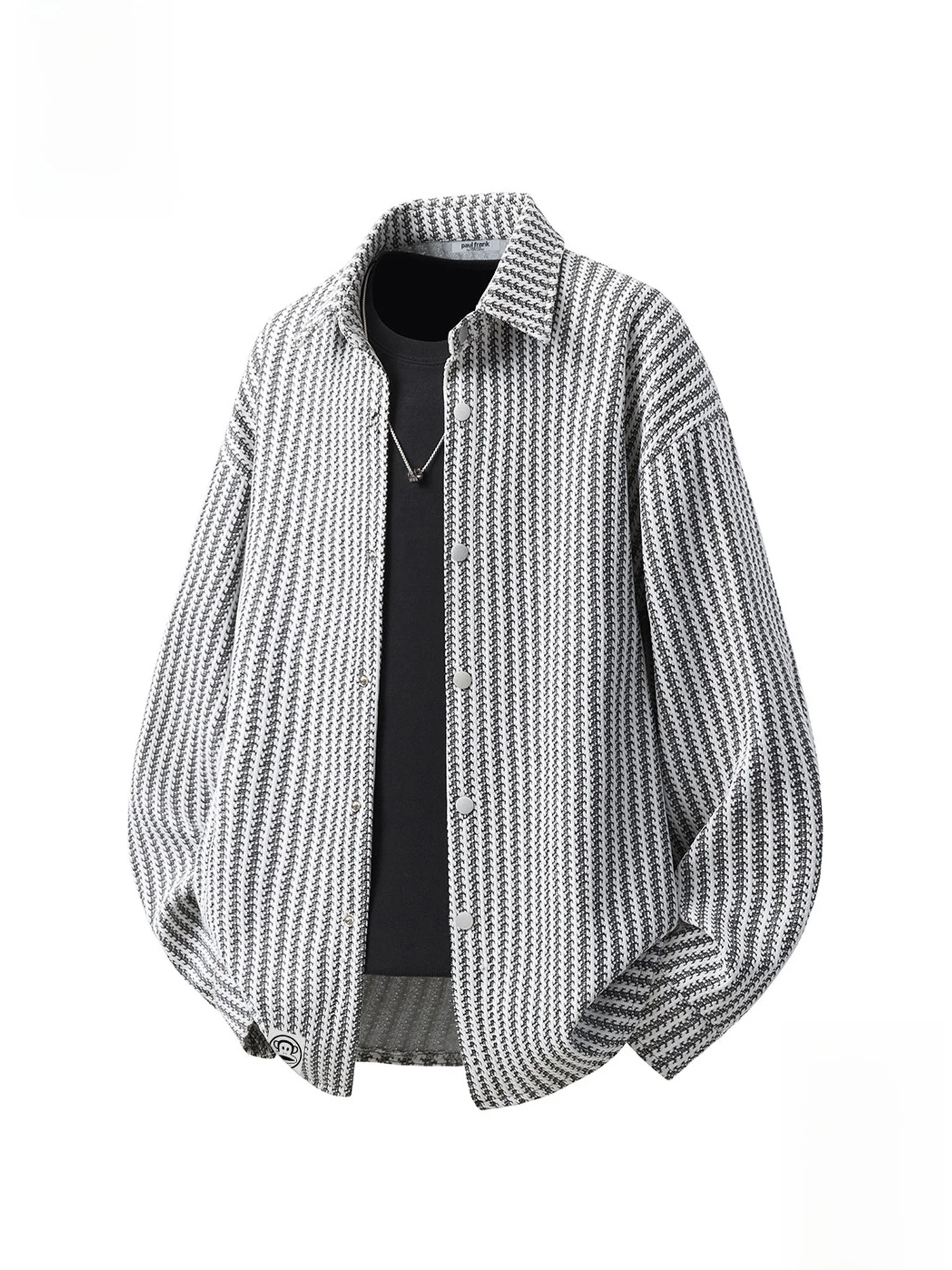 

PaulFrank Loose Fit Long Sve Casual irt Men's Spring New Sle Striped Spread Collar irt Comfortable Breathable Polyester