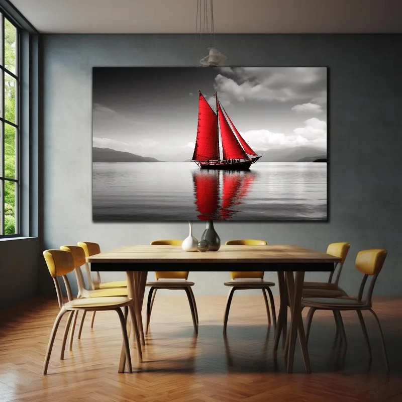 Red Sailing Boat Canvas Painting Print Poster Wall Art for Living Room Housewarming Gifts Home Decoration Cuadros