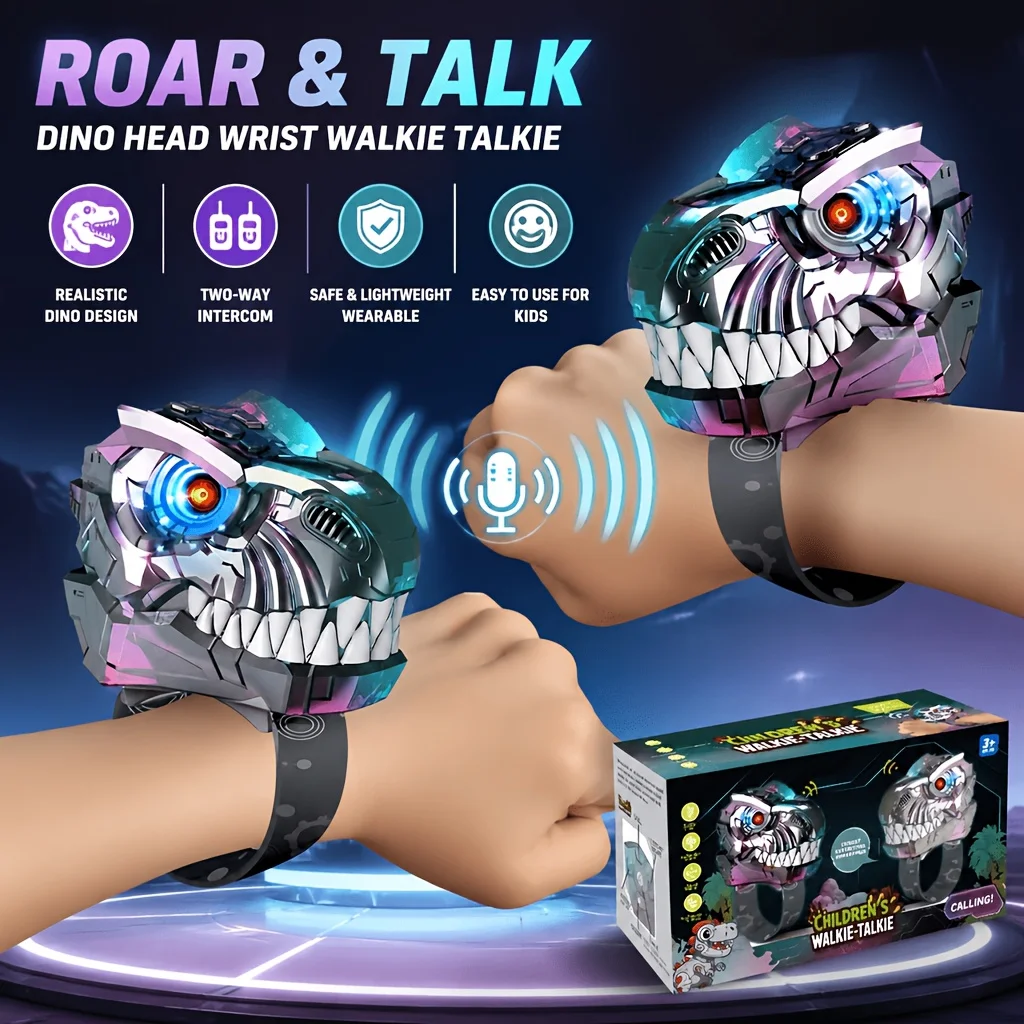 

2Pcs Kids Dinosaur Walkie Talkie Watch, Adjustable Wristband Clear Sound Toy, Boys Girls Christmas Birthday Party Gift