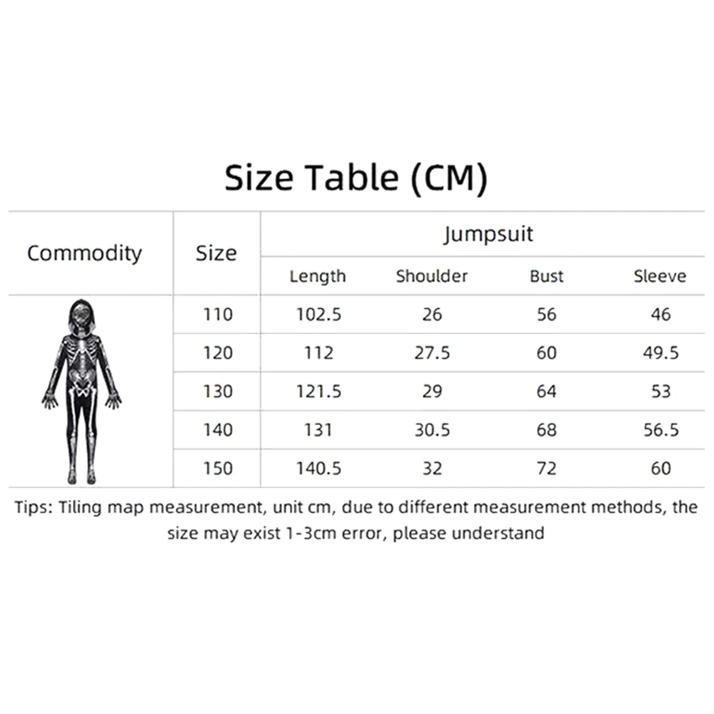 Costume da scheletro di Halloween Tuta da zombie Fantasma Abbigliamento Tuta Maschera Bambini Spaventoso Vestito operato Festa a tema Carnevale Vestito cosplay