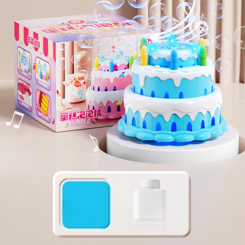 Dziecięca Kawaii Elektryczna Maszyna do Baniek Mydlanych Tort Urodzinowy Migająca Muzyka Automatyczna Maszyna Bąbelkowa Dzieci Dziewczynka Urocze Prezenty 6-12 lat