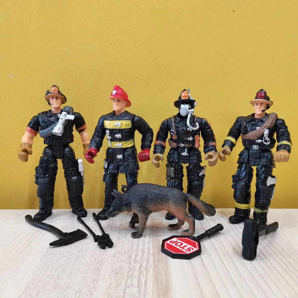 ViiKONDO Action Figure Firemen Toy Model 1/18 Scale 4pcs