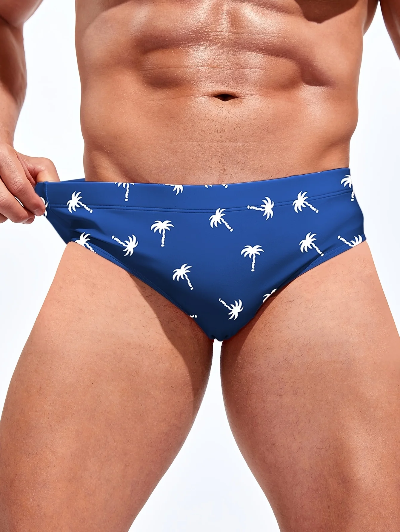 Men\'s patterned drawstring triangle underwear, men\'s swimwear, summer beach swimming shorts