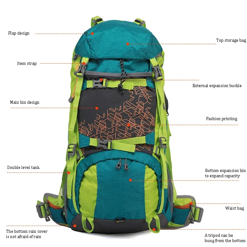 ZHUISHU-Multi-functional Outdoor Backpack, Explosive Mountaineering Sports, Large Capacity, Hiking, 2024