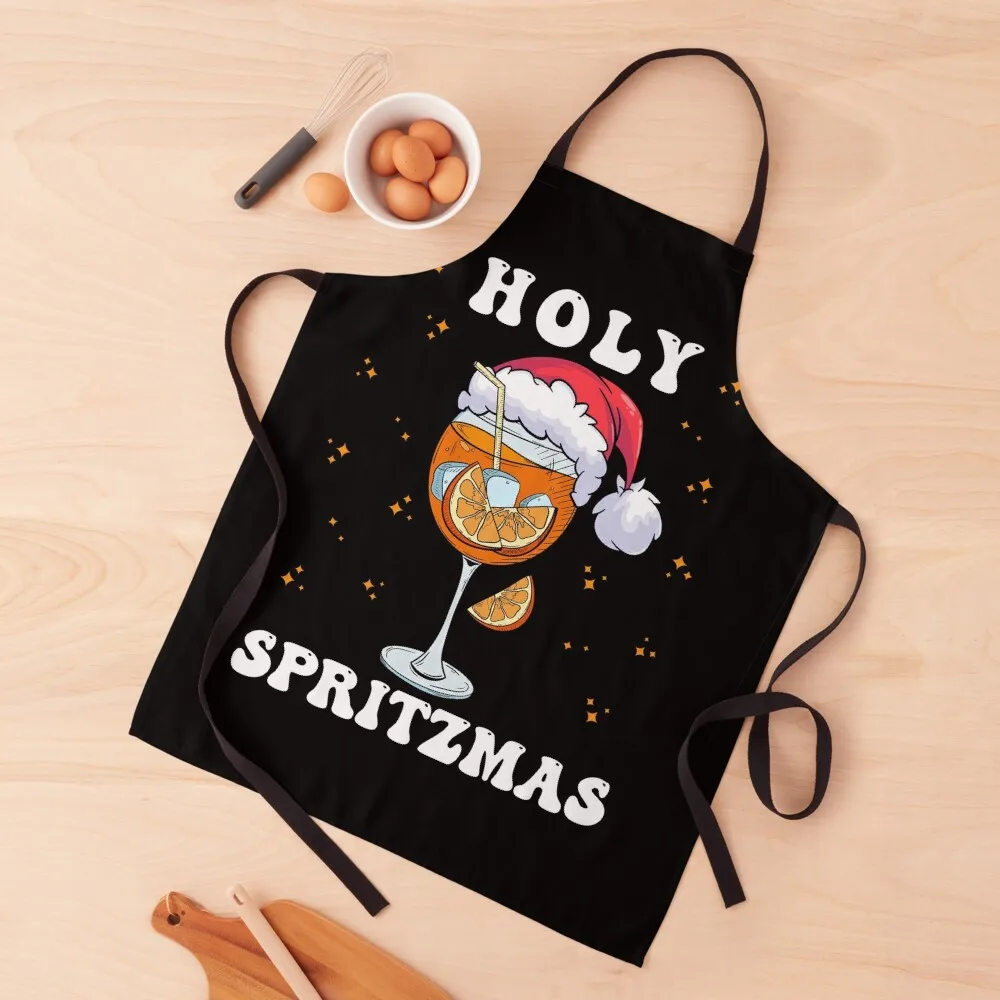 

Holy Spritzmas Xmas Drinking Family Christmas for Women Man Apron japanese style Kitchen Supplies Idea Goods Men's Kitchen Apron