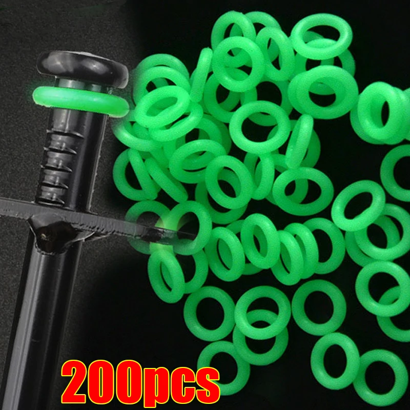 200pcs Outdoor Nail Night Aperture Camping Tent Canopy Fishing Silicone Fluorescent Ring Outdoor Safety Warning Accessories