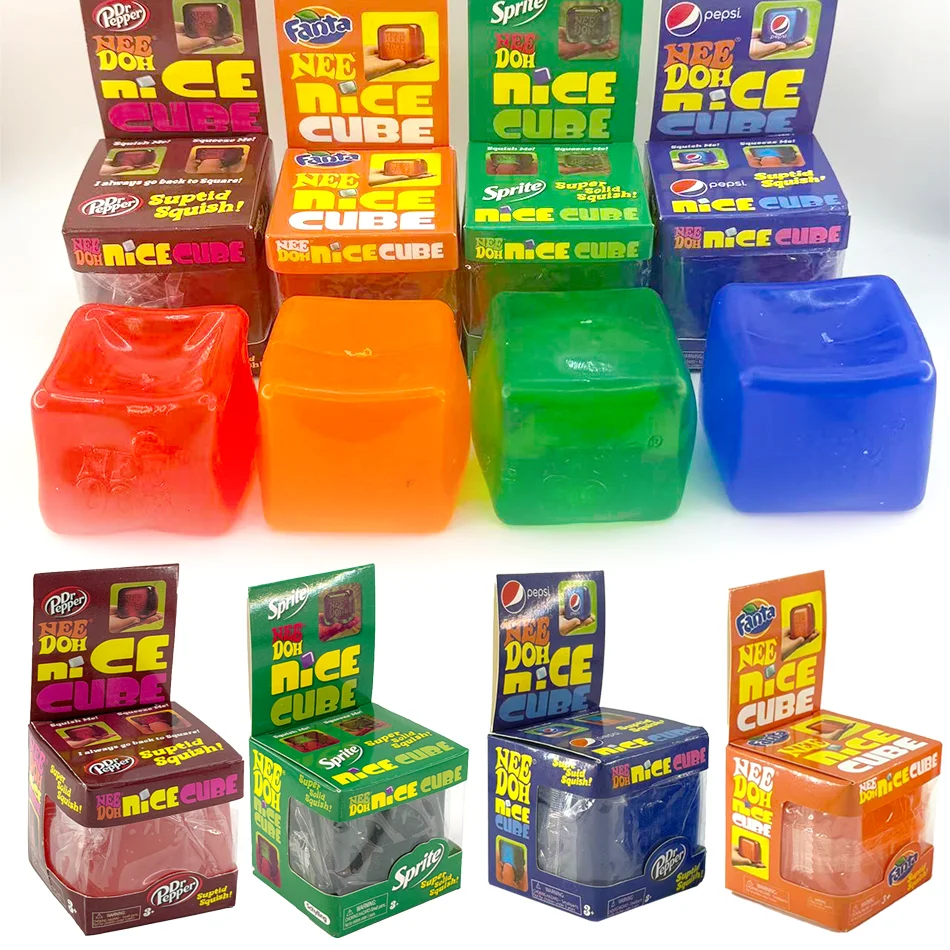 

New Soda Color Needoh Nice Cube, Soft Squish Squeeze Fidget Toy, Portable Stress Relief Decompression Toy, Color Box Packed Gift