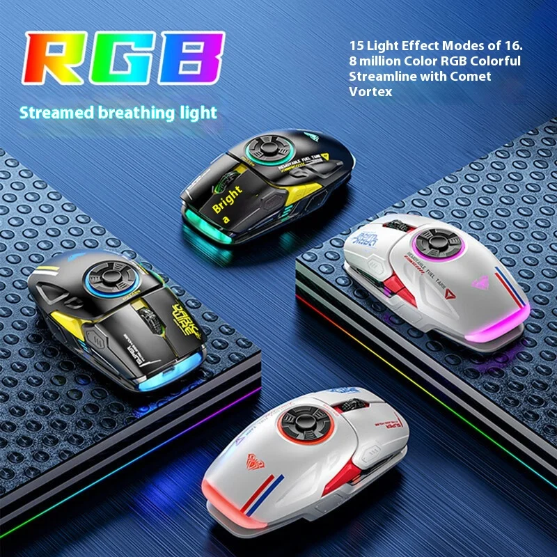 

Aulah530 Decompression Game Charging Wireless Mouse Bluetooth Dual-Mode Rgb Light Effect Esports Luminous Explosions Can Be Carr