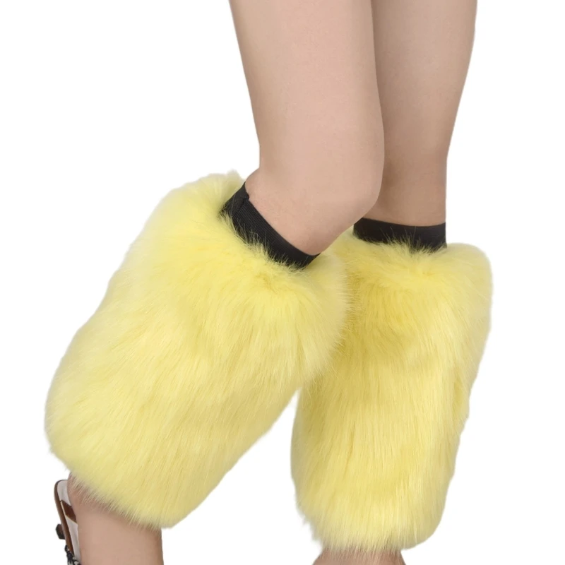 Boot Cover Women Winter Vibrant Faux Fur Leg Warmers Thick Calf Socks Streetwear