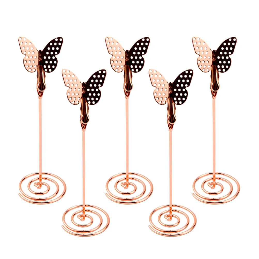

5 pcs Metal Photo Clips Desktop Holders Memo Paper Card Clip Wedding Party Favors Home Office Decor Table Number Menu