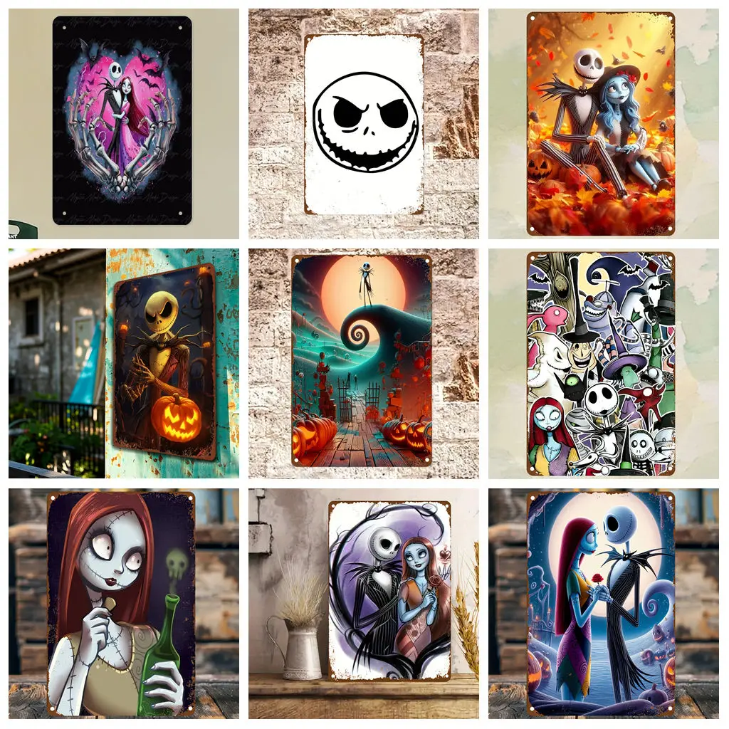 

Miniso The Nightmare BeforeTin Sign Home Decor Wall Decor Art Wall Mural Room Decoration Decor Retro Metal Sign Plate Bar Poster