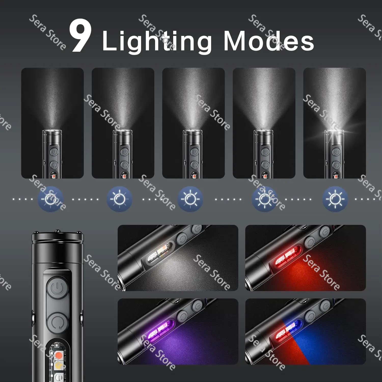 500 Lumens Rechargeable Keychain Flashlight Glow Mini EDC Pocket Camping Flashlight Magnetic Strap Side Light
