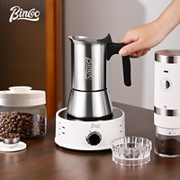Bincoo Straight Stainless Steel Moka Pot Italian Concentrated Extraction Electric Ceramic Stove Heated Base Coffee Pot Home 220V