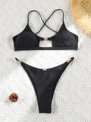 COOBBU Hollow Out Bikini Set Two Piece Swimsuit Women String Beachwear Low Waist Swimwear Sexy Bathing Suits Push Up Biquini