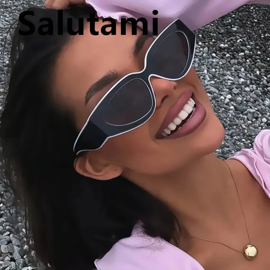 Vintage Patchwork Small Cat Eye Sunglasses Fwomen New Fashion Brand Black White Gradient Sun Glasses Ladies Trendy Sexy Shades