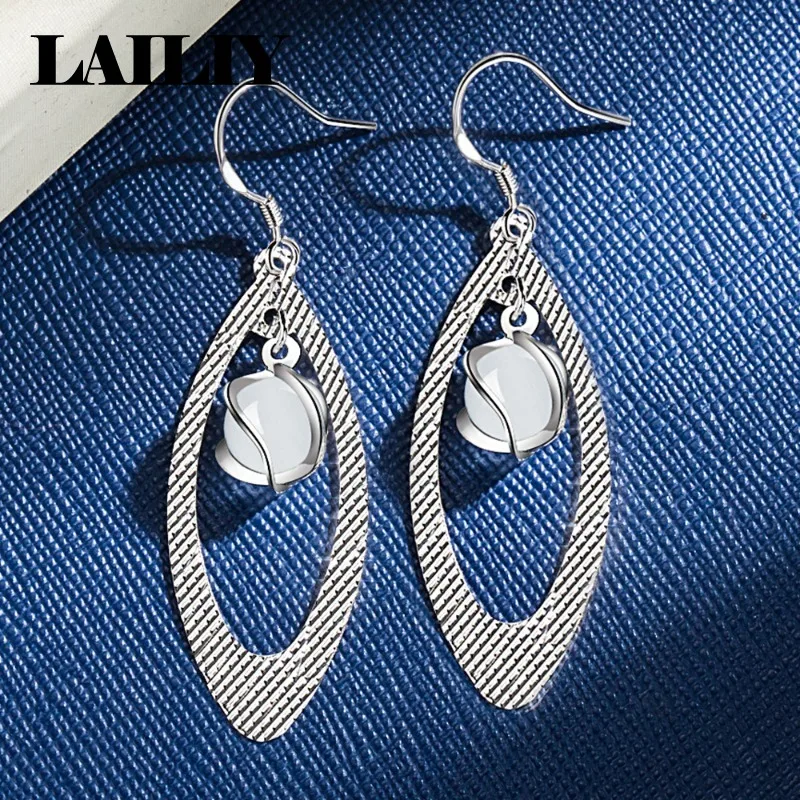 LAILIY925 Sterling Silver Long Tassel Openwork Teardrop Drop Earrings For Women Fashion Jewelry Engagement Wedding Birthday Gift