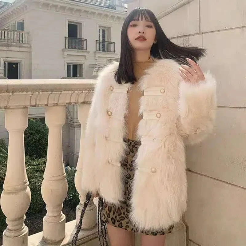 Imitation Fur Coat Female 2024 Winter PU Leather Korean Version New Slim Fashion Joker Fashion Solid Color Comfortable Slim Coat