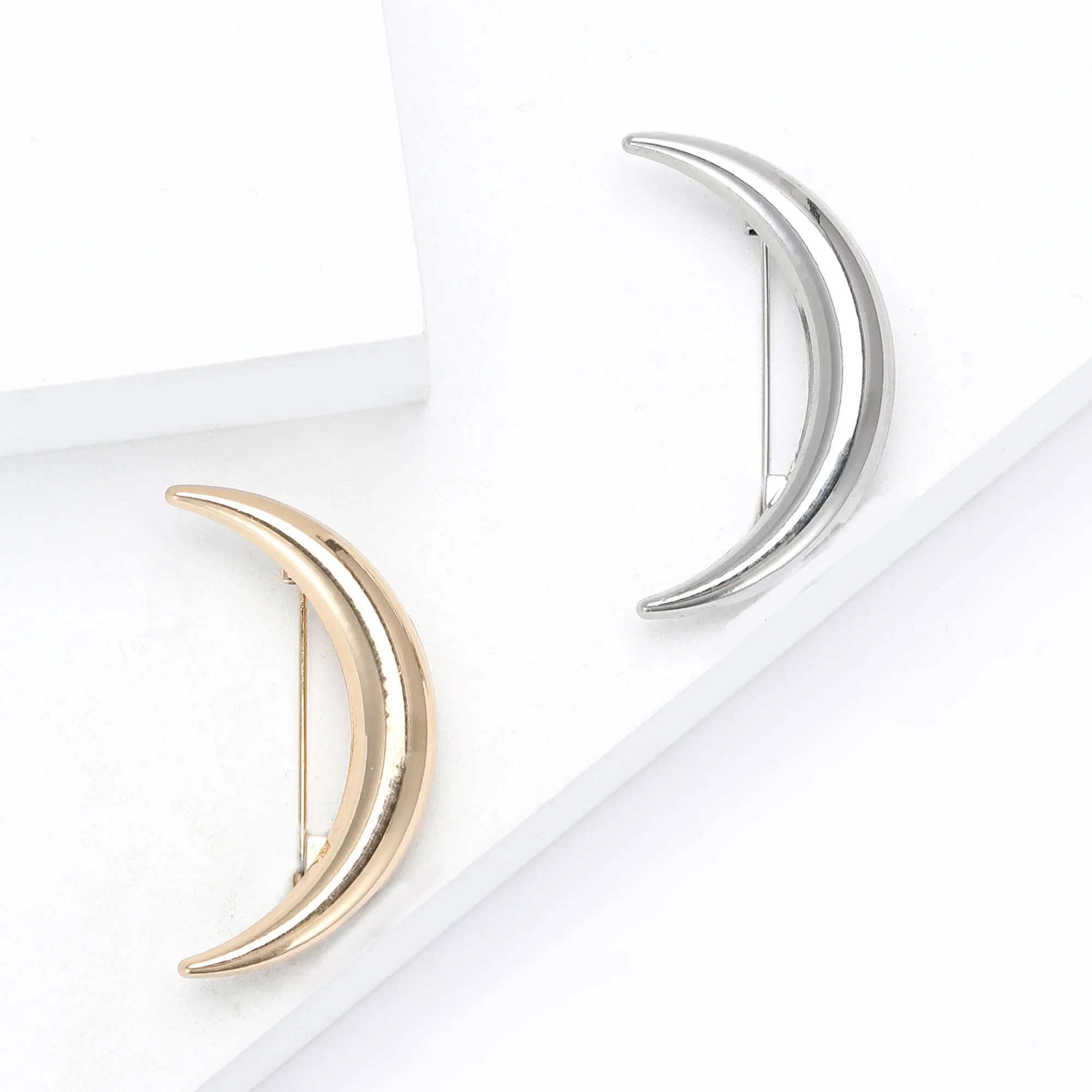 Trendy Lüks Ay Broş Kadınlar için Unisex Hilal Aylar Pimleri 2 renkli Mevcut Ziyafet Parti Aksesuarları Hediyeler