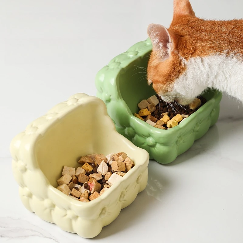 

Ceramic Cat Bowl Large Wide Mouth Anti Spill Pet Food Water Dish for Cats and Dogs