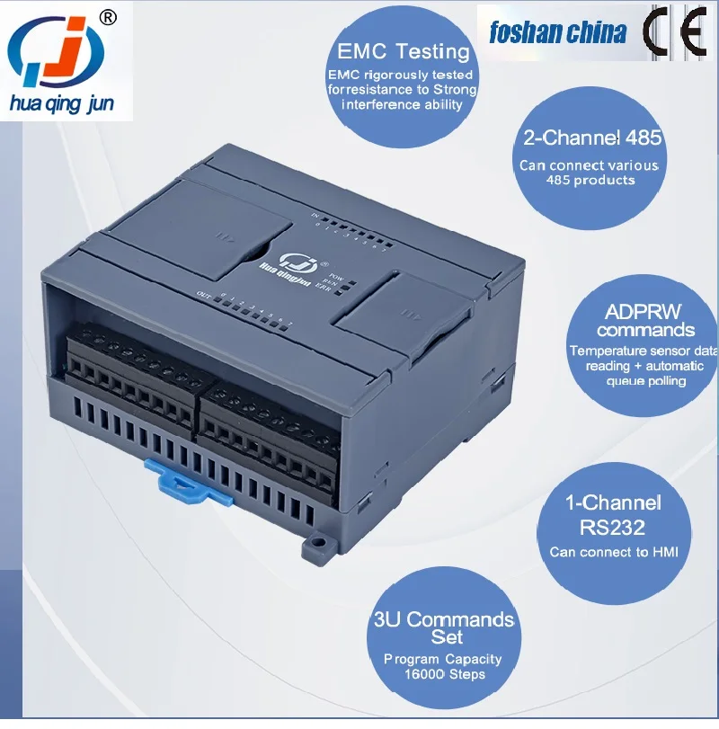 Chingjun 8DI 8DO Relay Output PLC Ethernet RS485 Ladder Diagram Modbus RTU/TCP 3U 16MR PLC Controller for Pumps
