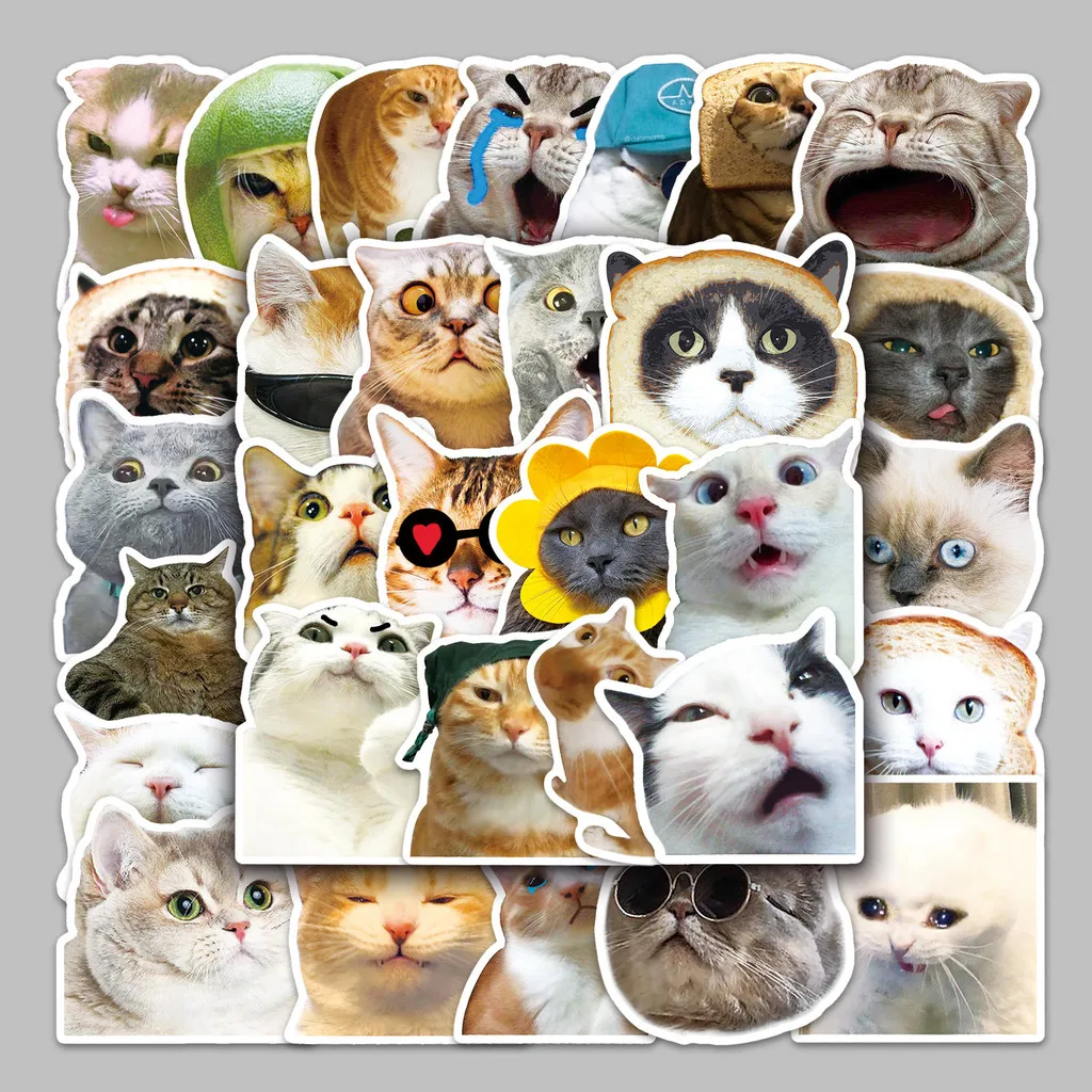 50Pcs Cute Cat Emoji Stickers -  Creative Funny DIY Decor for Notebook/Phone Case/Journal - Waterproof LanLanStickersWorld Store