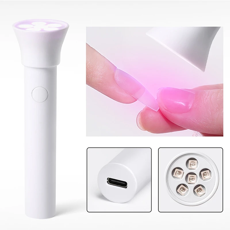 Draagbare Handheld Uv Led Zaklamp Nagellamp 6 Led Kralen Snel Droog Usb Nageldroger 18W Machine Nagel Gel Droge Nail Art Tool