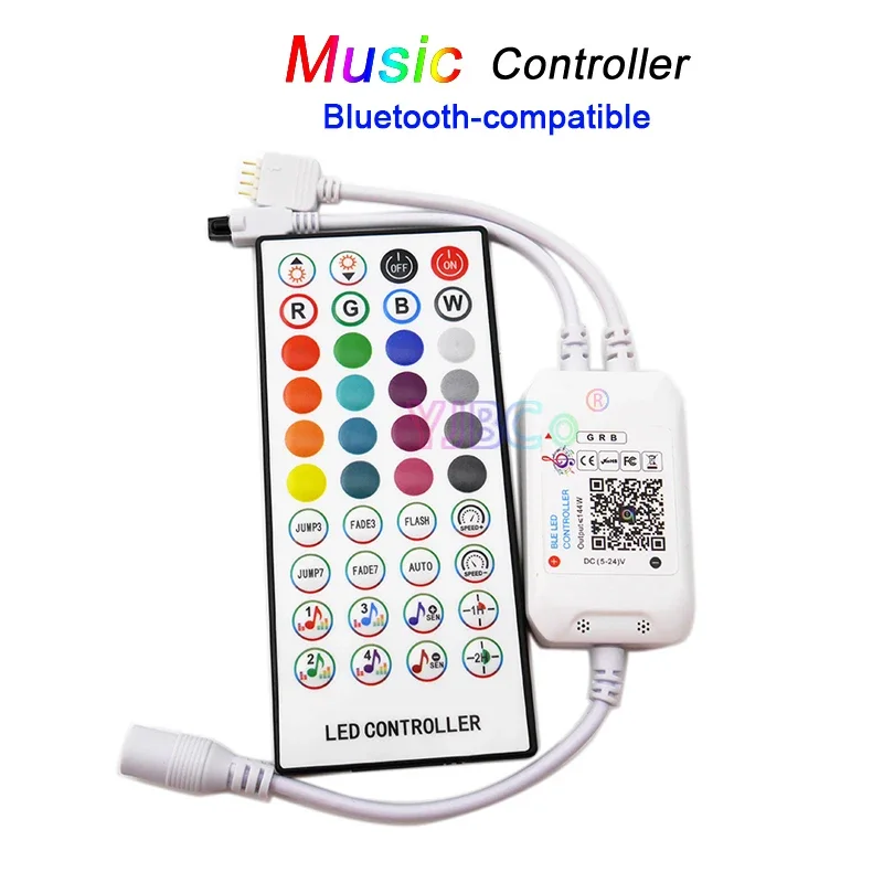 Music 44keys RGB LED Strip Controller Bluetooth-compatible Wireless IR Remote DC5V 12V 24V 5050 3528 2835 SMD Light tape Dimmer