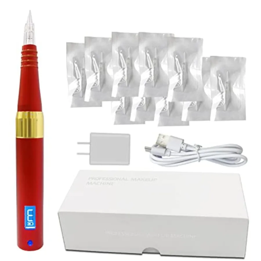 

Permanent Makeup Pen Tattoo Rotary Machine with 10PCS Needles for Precise Eyebrow Eyeliner and Lip Application Ideal for LongLa