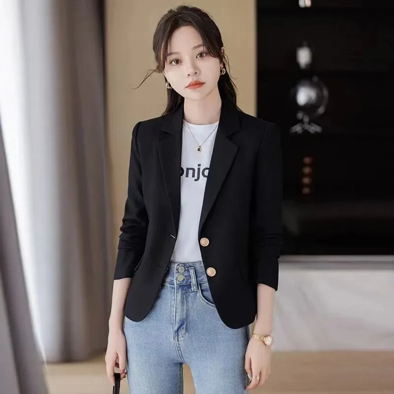 High-Quality Temperament Korean Blazer Jacket Casual Women's Overcoat Tops Short Suit Coat Ladies 2024 Spring Autumn New Outwear