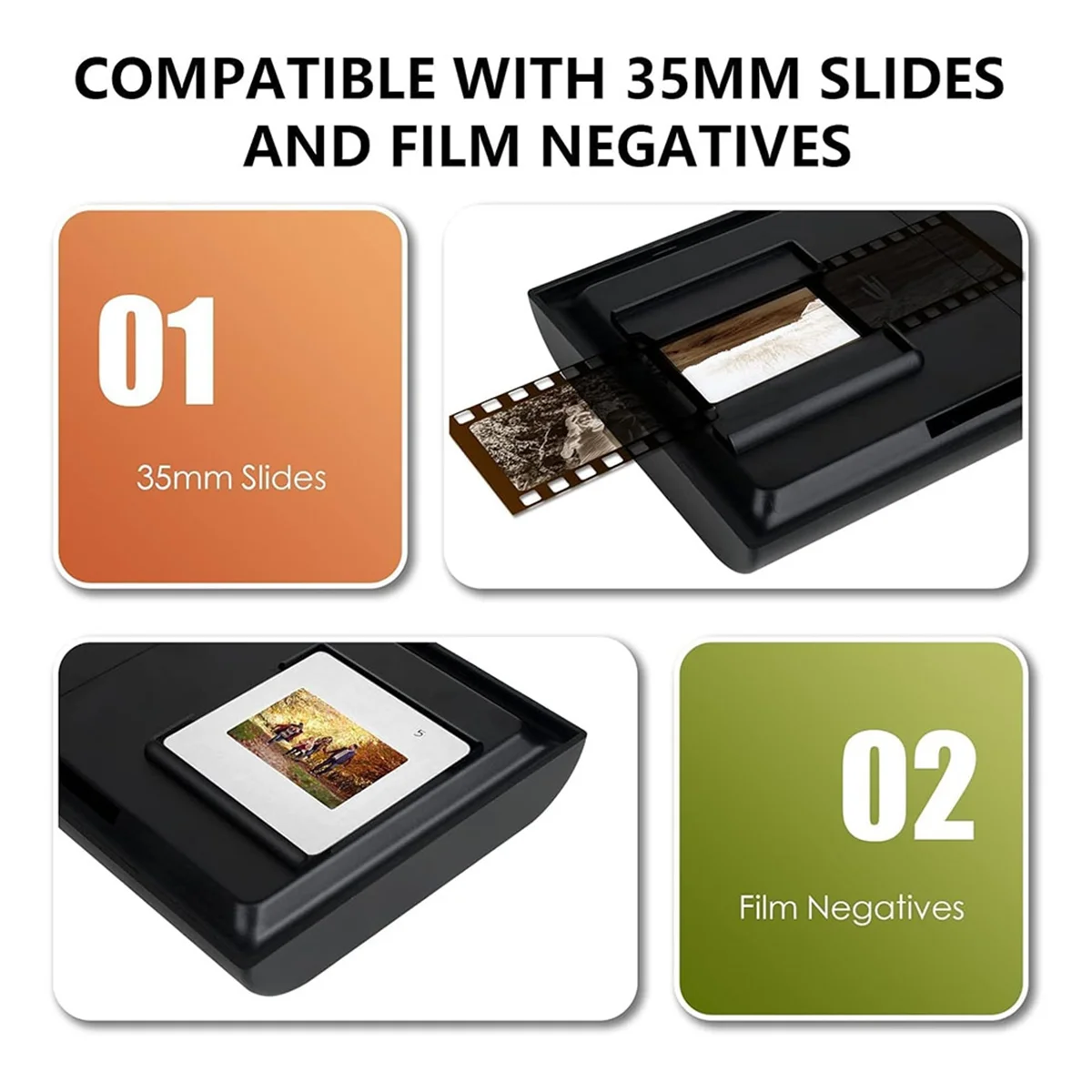 Mobile Film and Slide Scanner, 35mm Slide and Negative Scanner with LED Backlight for OldFilm to JPG, Support Editing