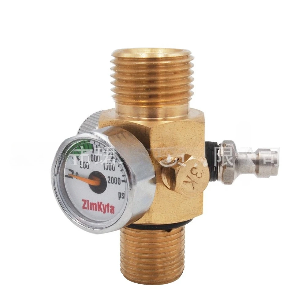 Carbon dioxide cylinder switch valve connected to W21.8-14 pressure reducing valve - aquatic plant tank home brewing beer
