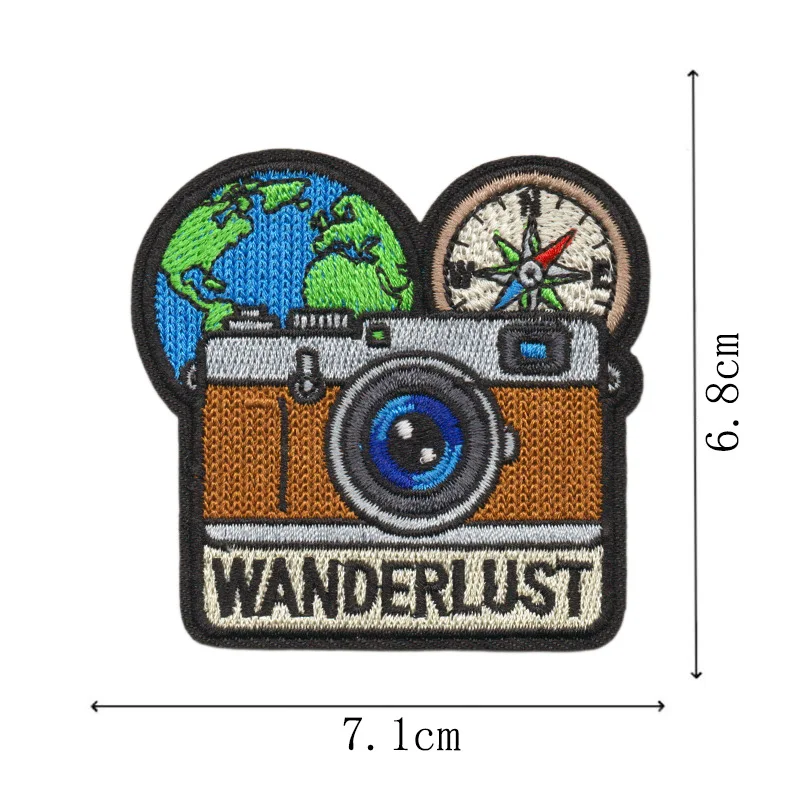 Outdoor Travel Embroidered Patch Camera Camping Bear Luggage Sticker Backpack Decal Iron On