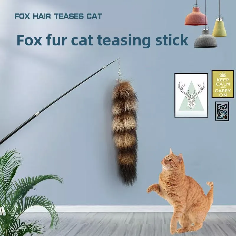 

Retractable Fox Fur Cat Teaser Wand Fun Cat Toys Interactive Accessories Fishing-style Cats Toy Pet Products Cat Toys