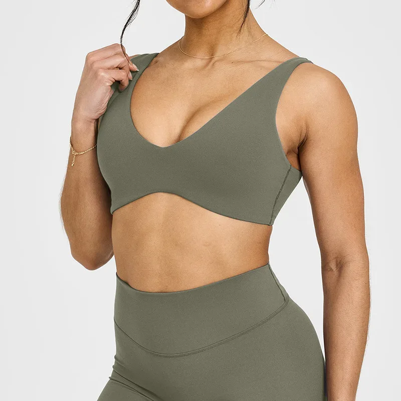 Yoga fitness sports bra women's gathered beautiful back high-intensity sports vest tight sportswear breathable sports top