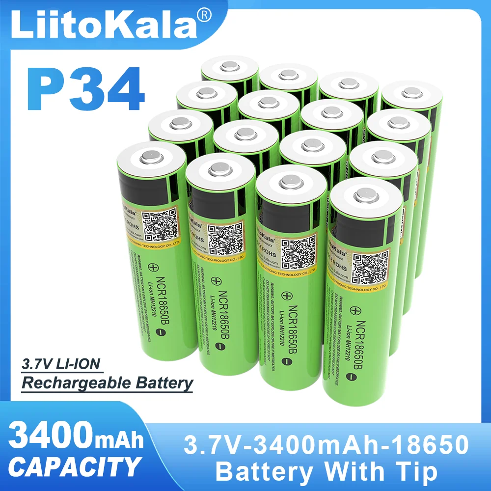 8PCS  Liitokala New Original NCR With TiP 18650B 3.7V 3400mAh 18650 Rechargeable Lithium Battery For  Flashlight Battery