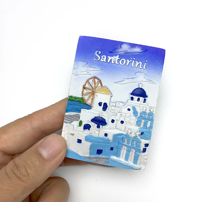 Santorini Blue Roof Church Scenery Fridge Magnet Tourist Souvenir3d3D Home Decorations