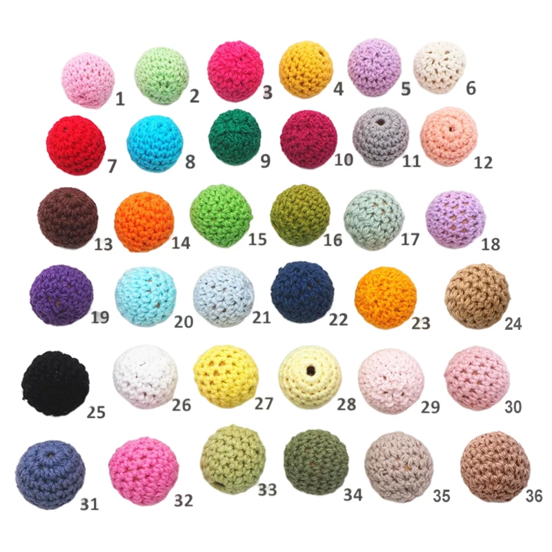 Chengkai-bolas redondas de algodón para tejer, cuentas de madera de ganchillo, 50 piezas, 16mm, 20mm, para decoración de bricolaje, mordedor de