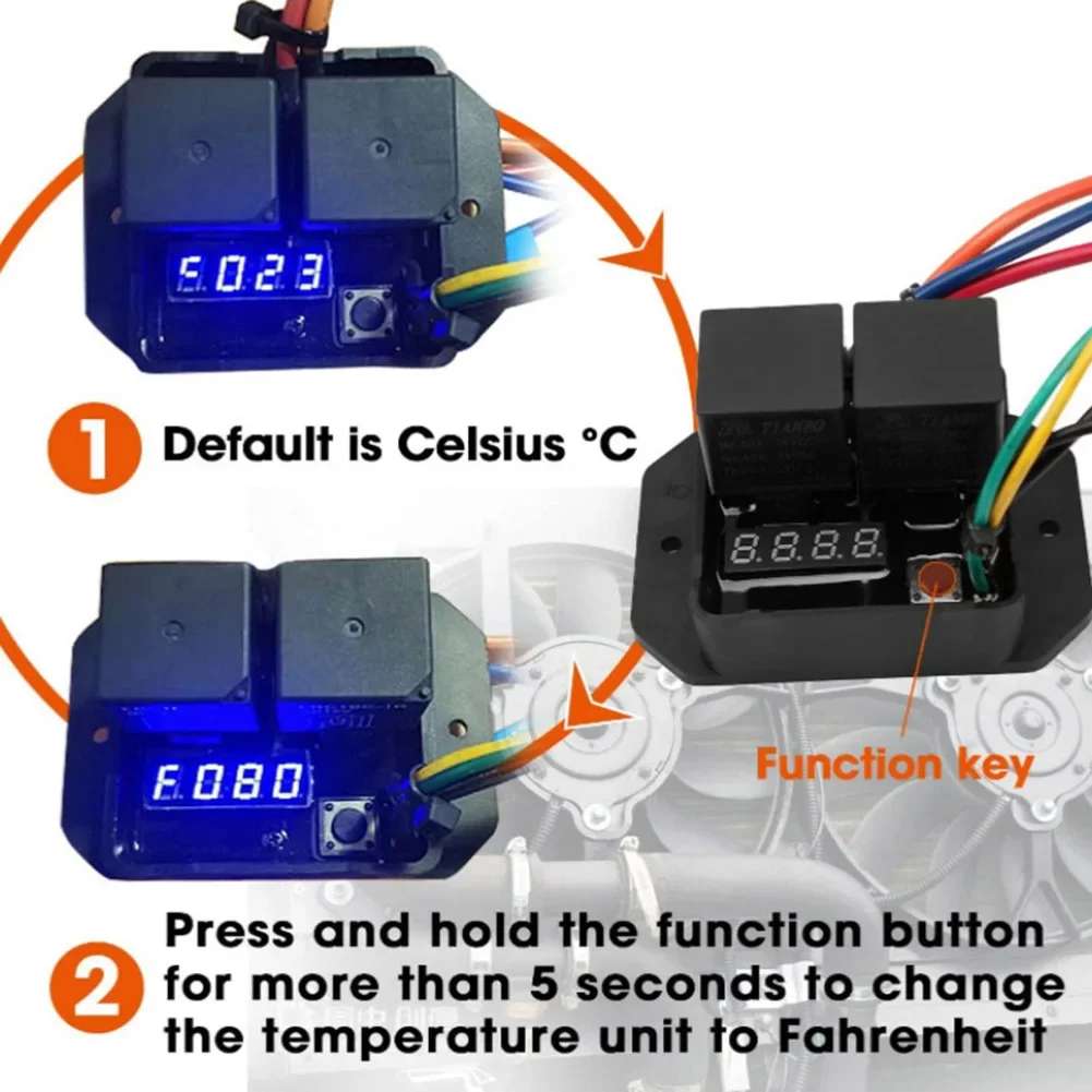 

Temperature Controller Digital Fan Switch For Engine Cooling Color blac Motor Controller Adjustable Temp 40 C-110 C