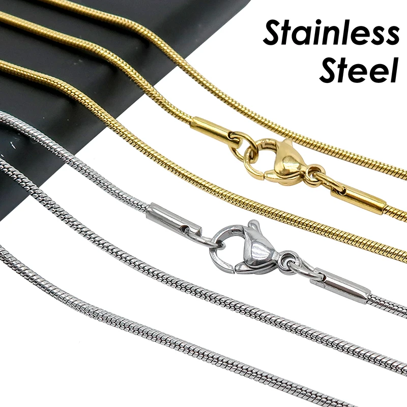 20 Pieces x Stainless Steel Snake Chain Necklace Gold Color Wholesale Snake Necklace for Women Men Jewelry Making