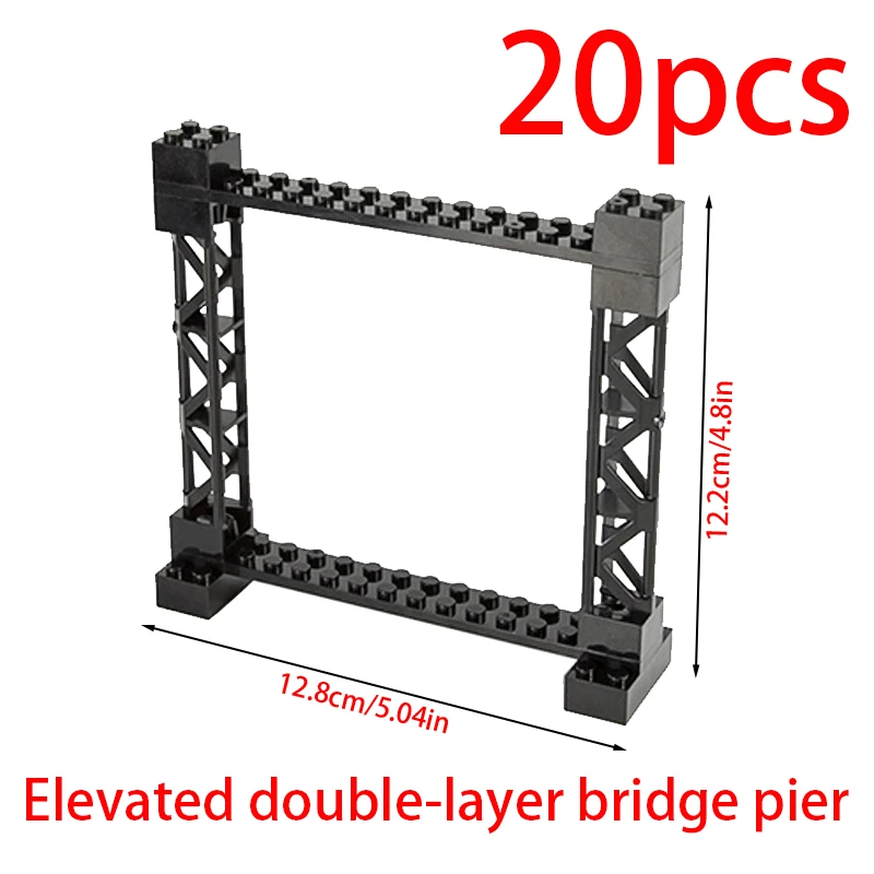 Verhoogde dubbellaagse brugpier Lattice Tower Cross 58827 Bouwstenen Bakstenen Assembleert Idea View Deeltjes Railhek