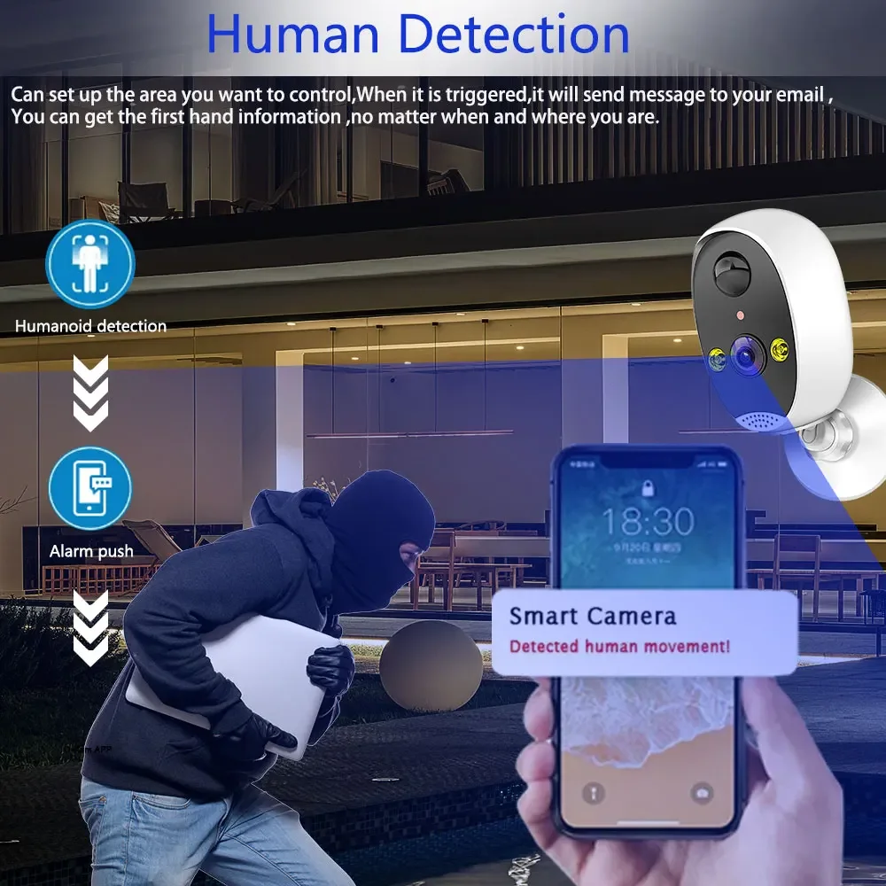 IPC360 Home Battery IP Cameras Outdoor 5MP Wireless WiFi Security Human Detection Alarm Video Recording Surveillance Camera Home